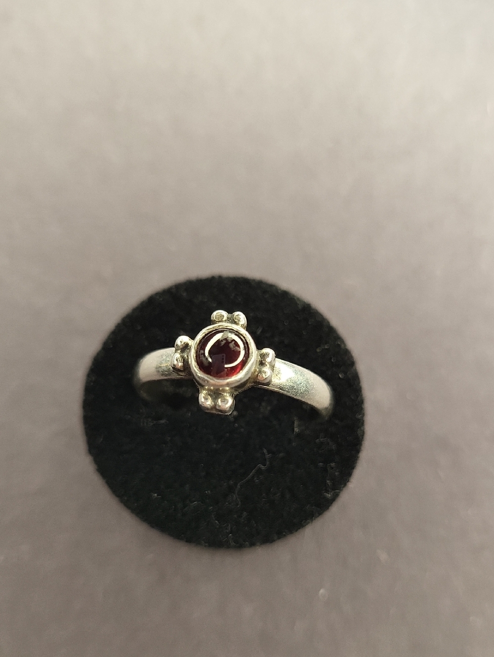 Sterling Silver and Red Gemstone Ring